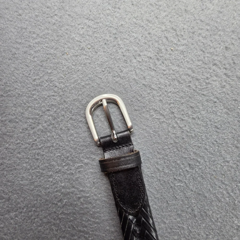 Mens Black Braided Leather Belt Woven Dress Casual Silver Buckle 38/95 BW21501